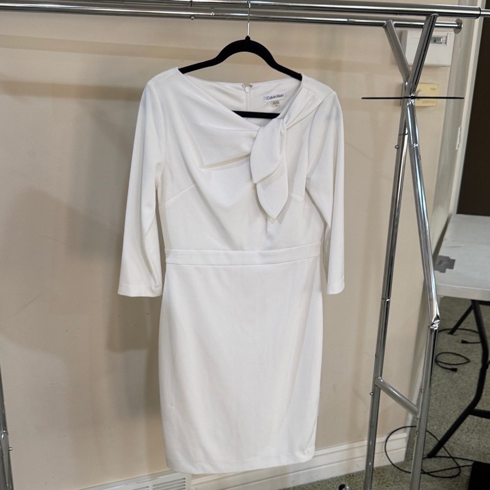 Calvin Klein White Long Sleeve Dress